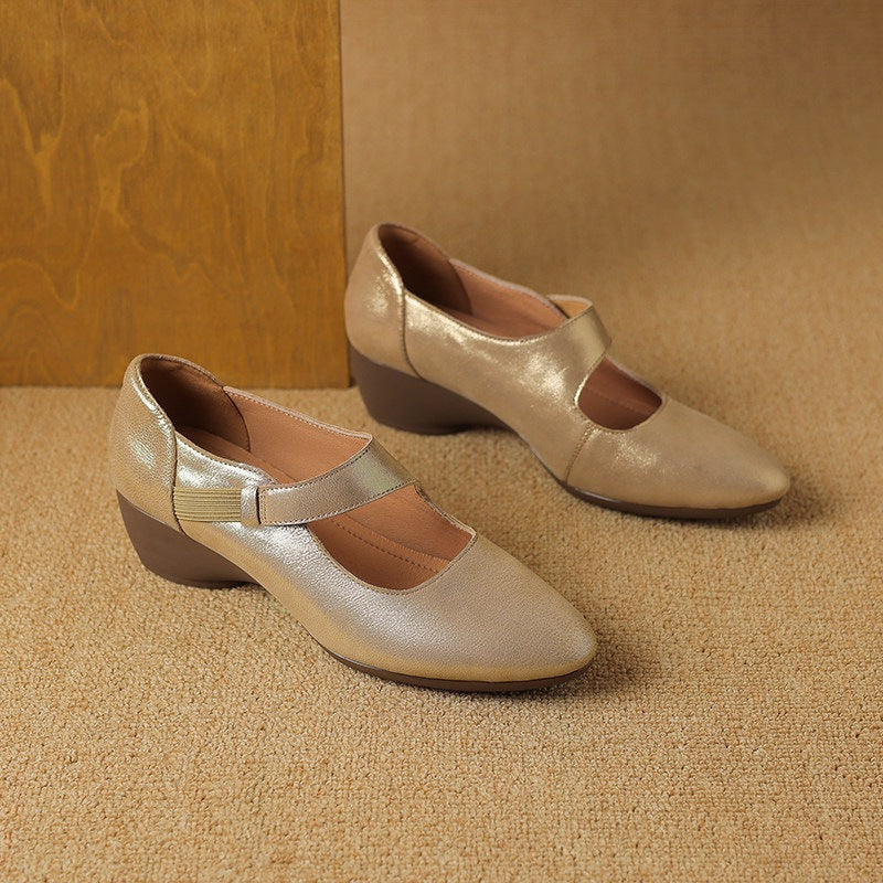Women's Leather Mary-Jane Heels