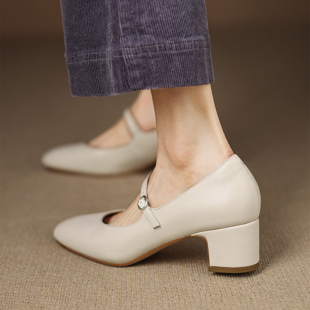 Women's Leather Block Heels