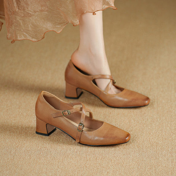 Women's Mary-Jane Leather Heels
