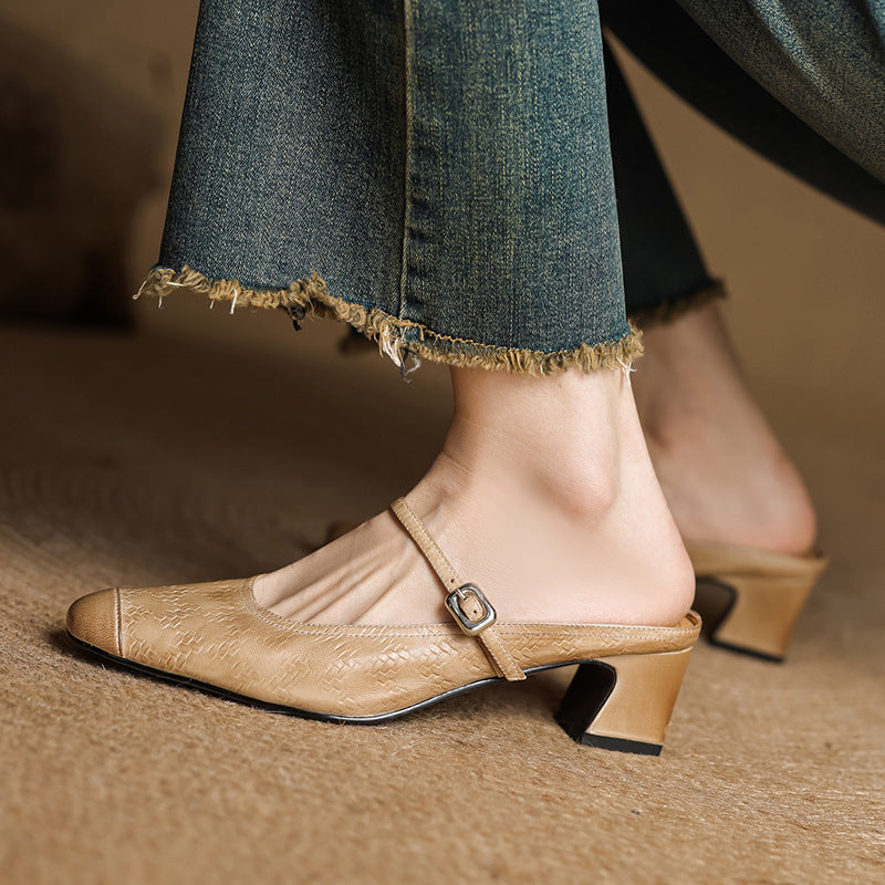 Women's Strap Leather Mules