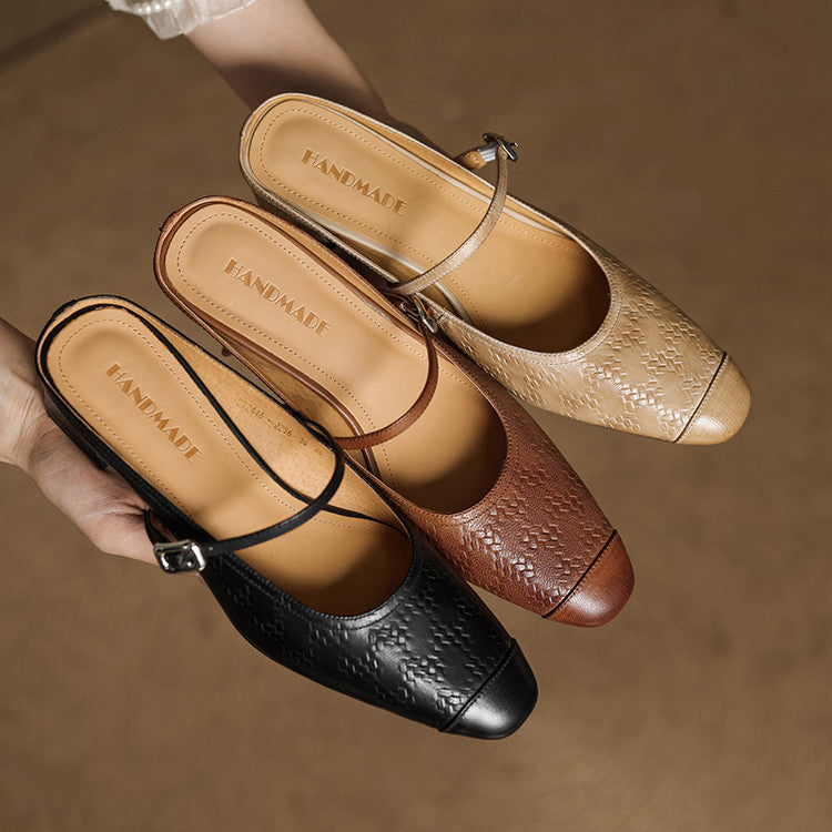 Women's Strap Leather Mules