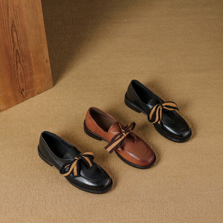 Women's Bow Leather Loafers