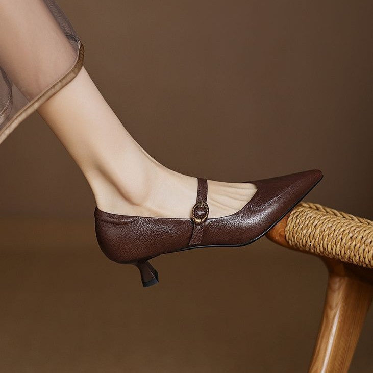 Women's Leather Kitten Heels