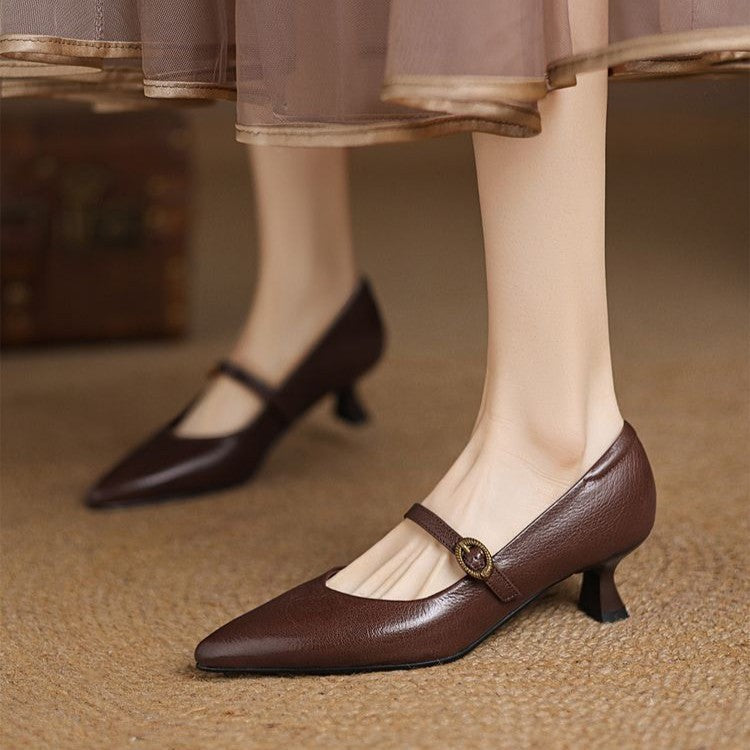 Women's Leather Kitten Heels
