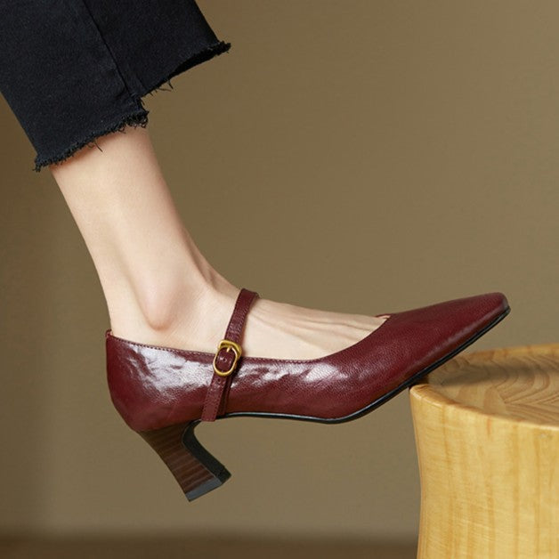 Women's Mary Jane Leather Pumps