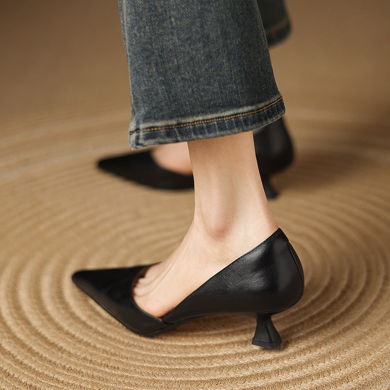 Women's Leather Kitten Heels