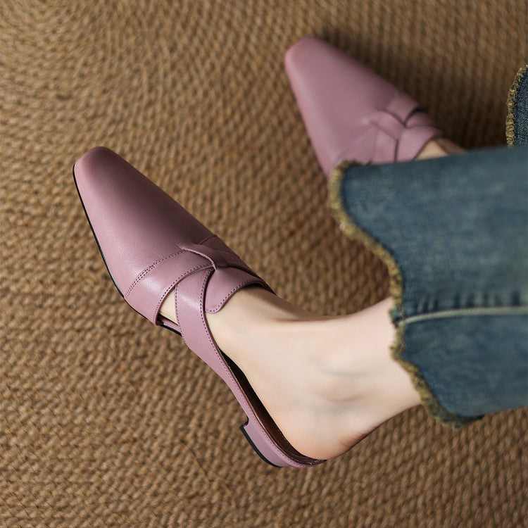 Women's Cross Leather Mules