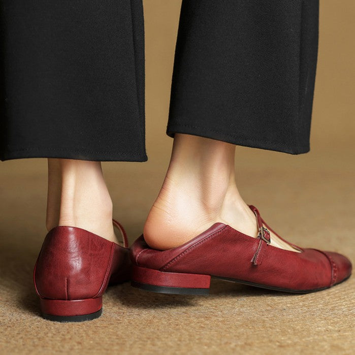 Women's T-Strap Leather Mary Janes