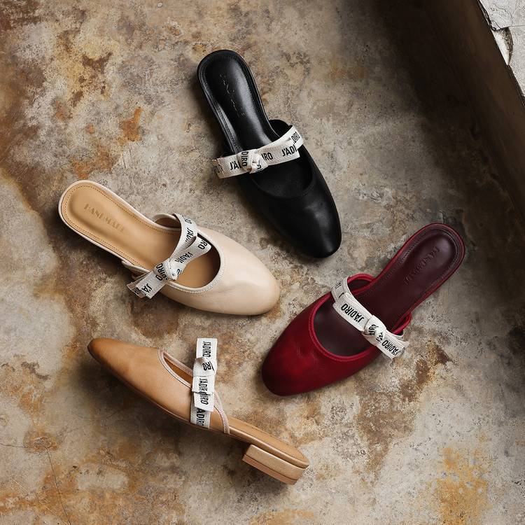 Women's Bow Leather Mules