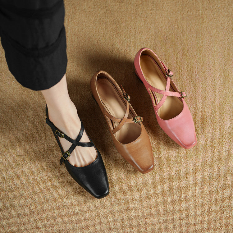 Women's Mary-Jane Leather Heels