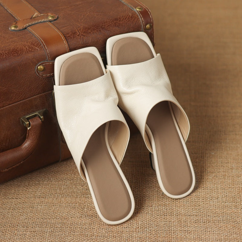 Women's Square-Toe Leather Mules