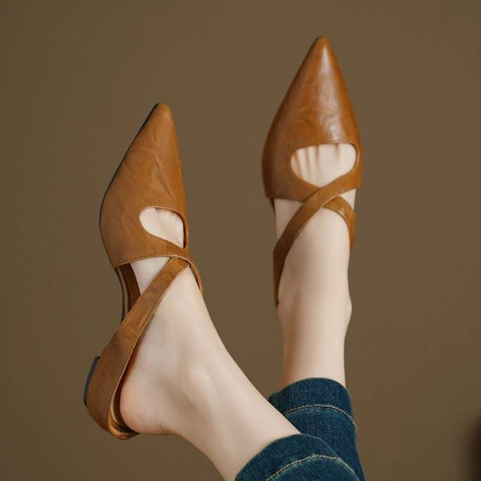 Women's Cross-Strap Leather Mules