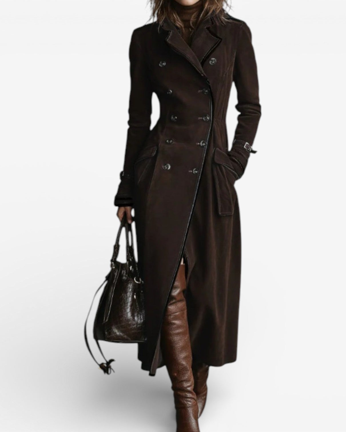 Greta™ | Long Double-Breasted Trench Coat