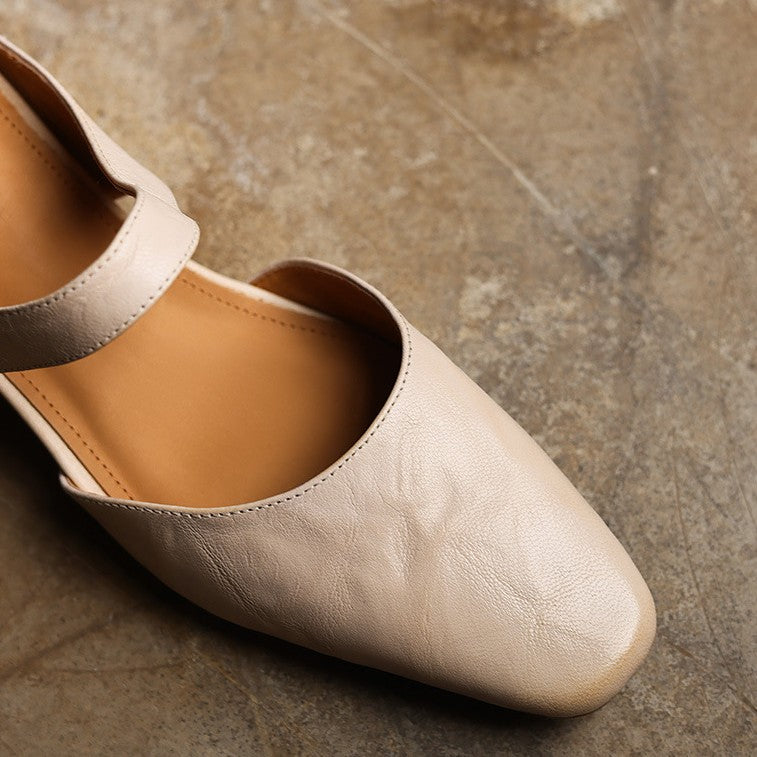 Women's Square-Toe Leather Mules