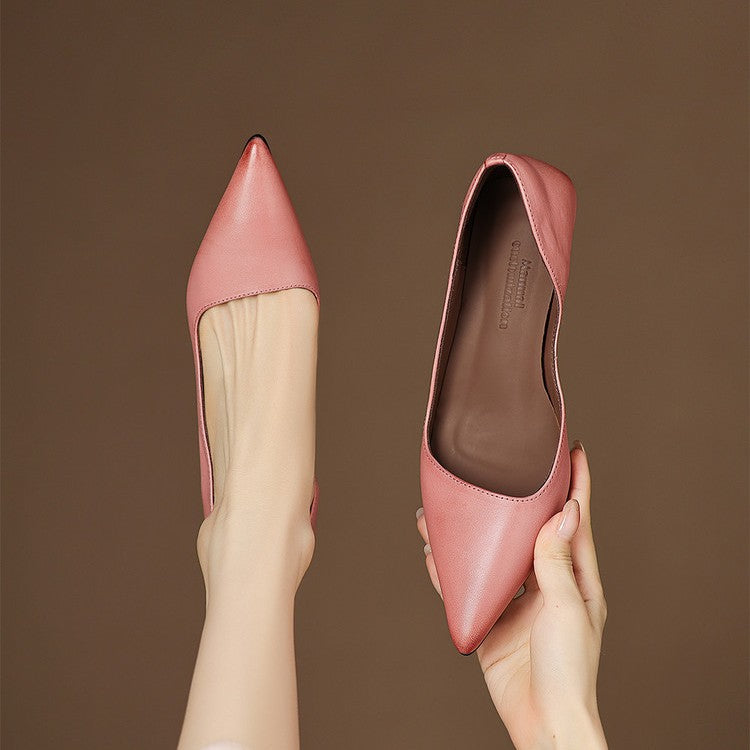 Women's Leather Kitten Heel Pumps