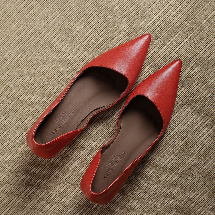 Women's Leather Kitten Heel Pumps