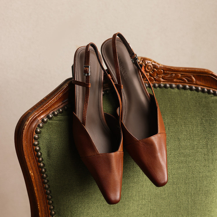 Women's Leather Slingback Heels