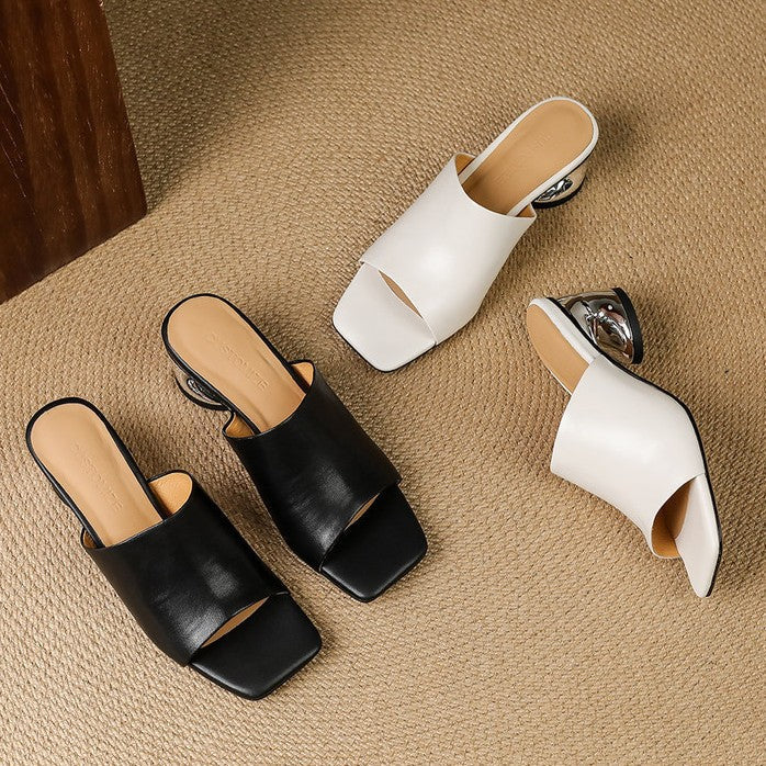 Women's Curve Leather Mule Heels