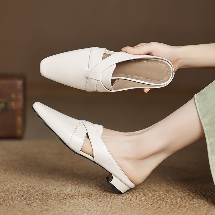 Women's Cross Leather Mules