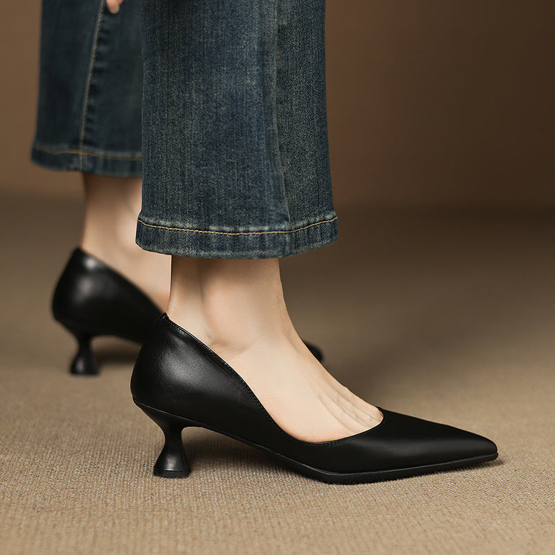 Women's Leather Kitten Heels