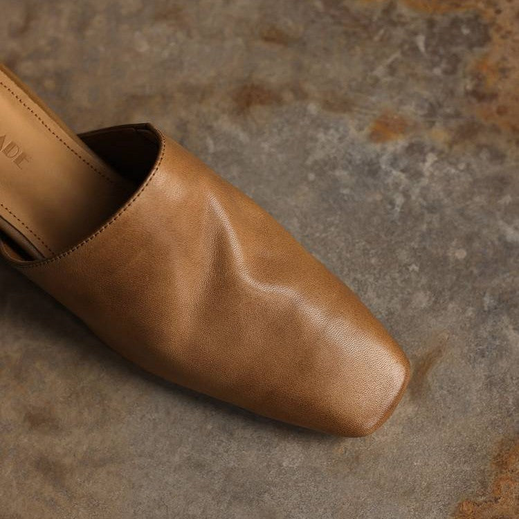 Women's Square-Toe Leather Mules