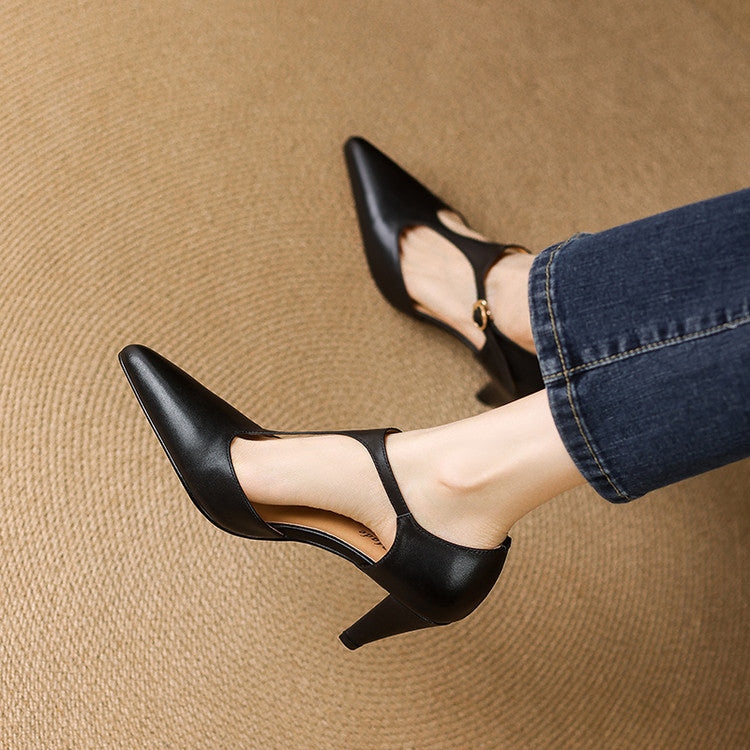 Women's T-Bar Leather Heels