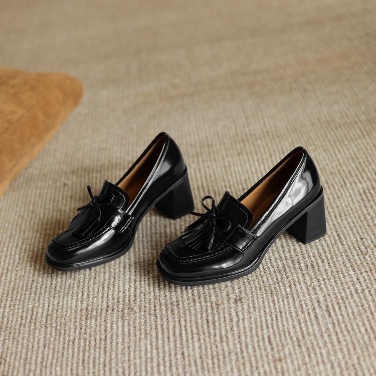 Women's Tassel Leather Loafer Pumps
