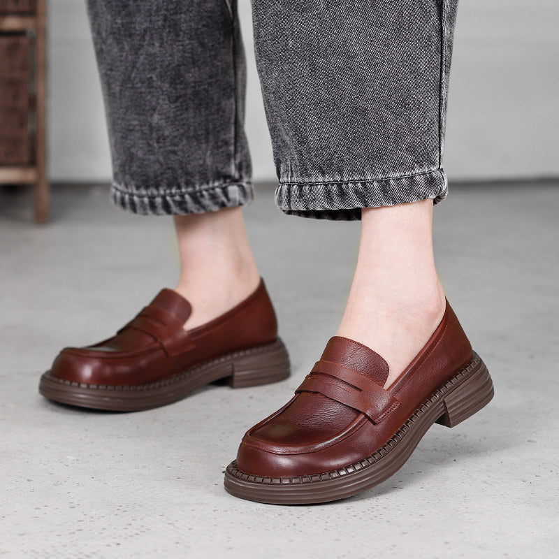 Women's Leather Round-Toe Loafers