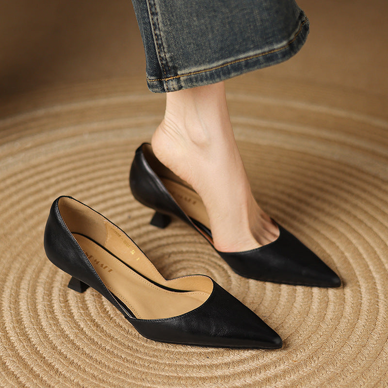 Women's Leather Kitten Heels