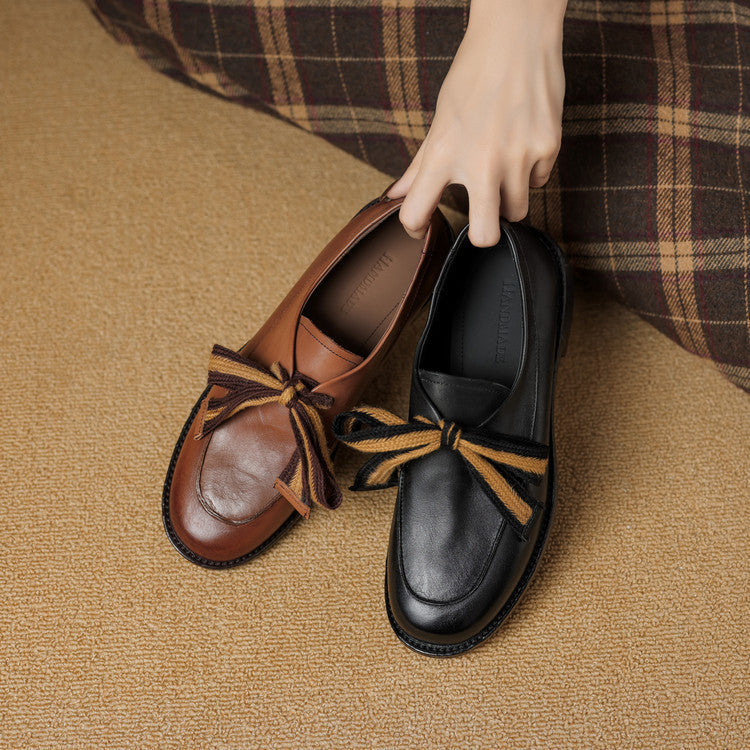 Women's Bow Leather Loafers