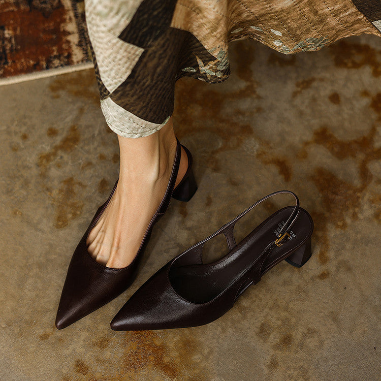 Women's Leather Slingback Heels