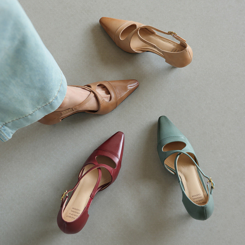 Women's Leather Mary-Jane Heels