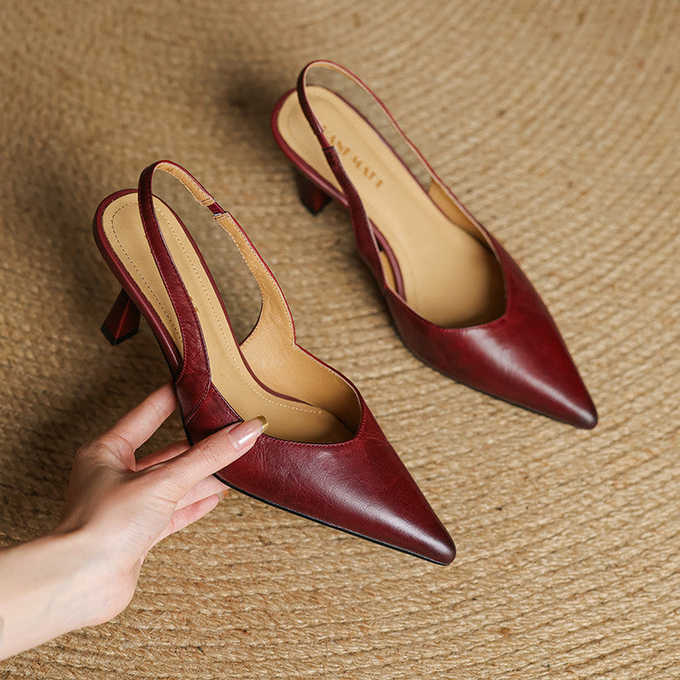 Women's Slingback Leather Heels
