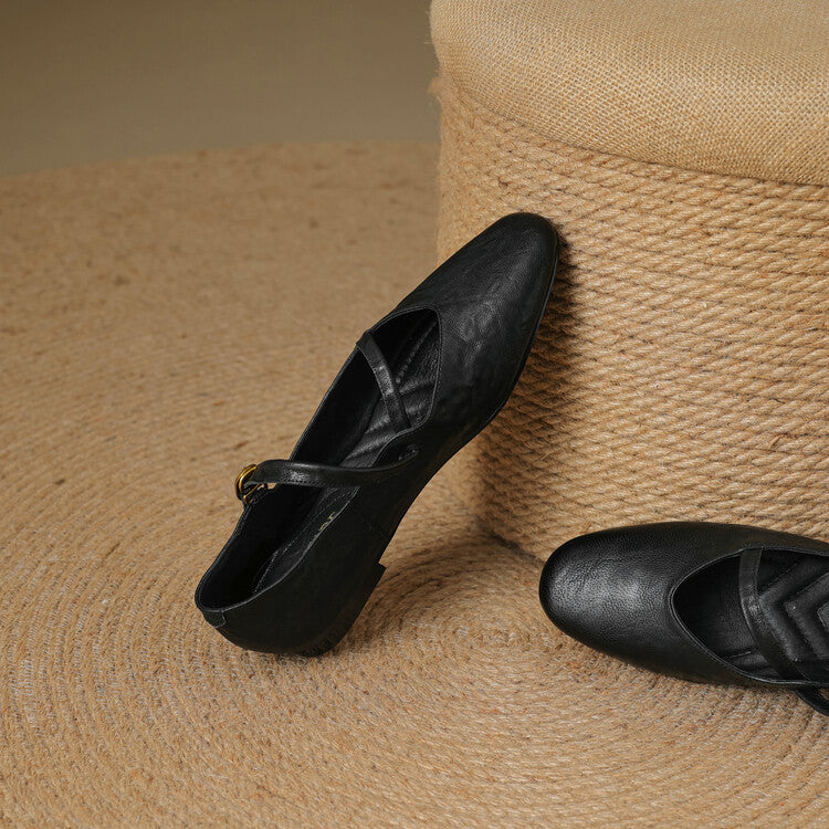 Women's Strap Leather Mary-Jane