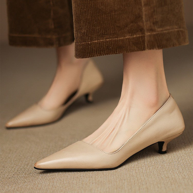 Women's Leather Kitten Heel Pumps