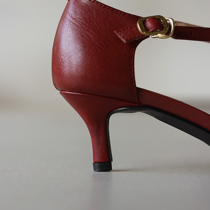 Women's Leather Mary-Jane Heels