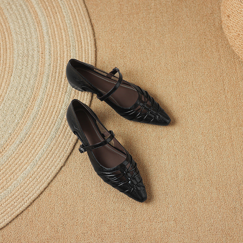 Clairvette™ | Pointed Lattice-Cut Mary Jane Flat