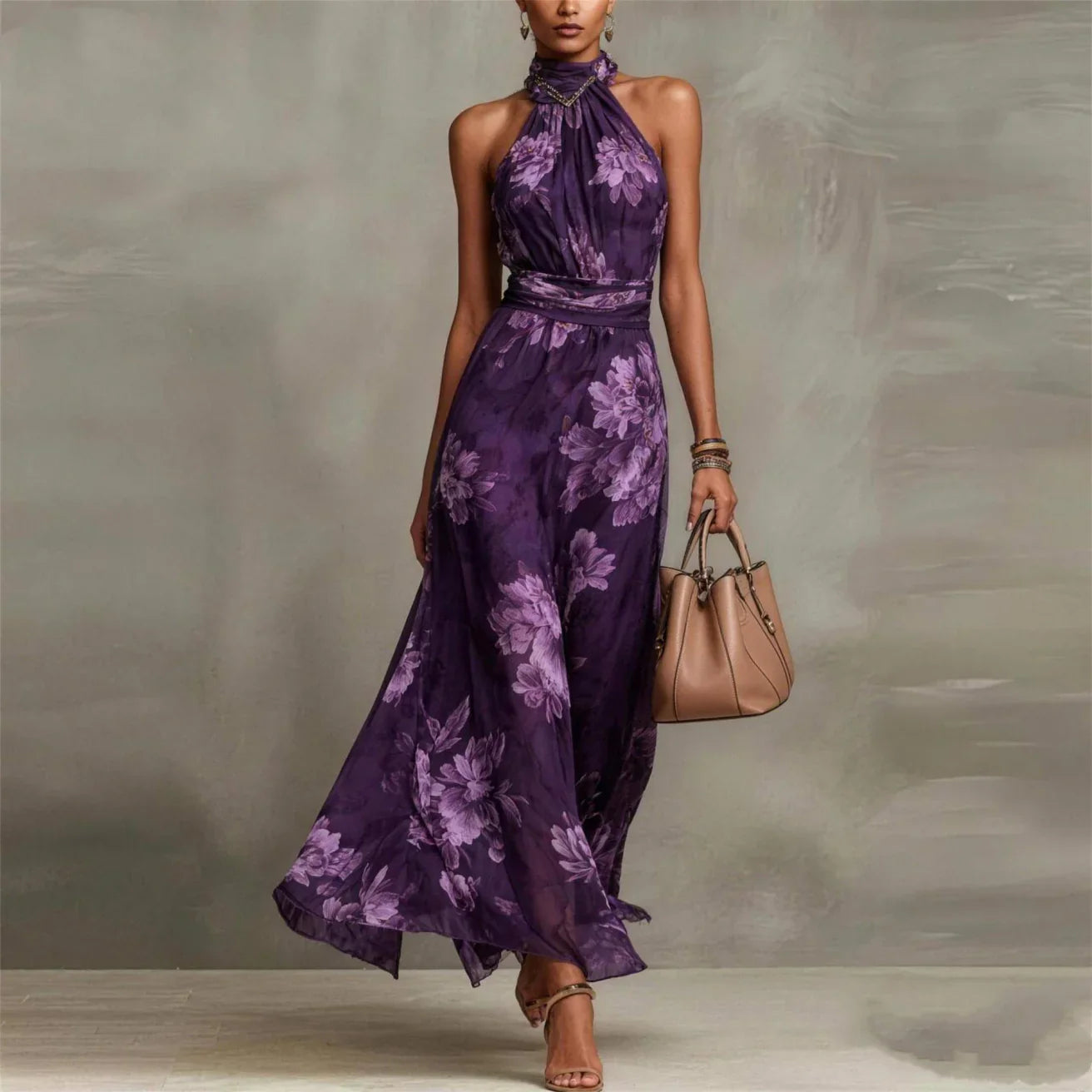 Vanna™ | Floral Halter Maxi Dress
