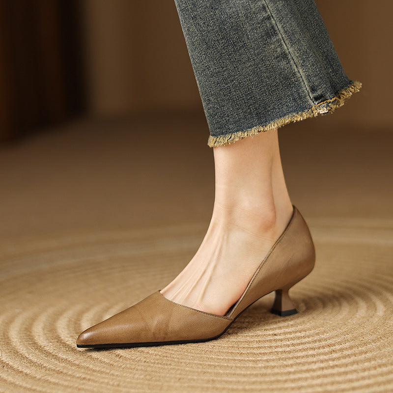 Women's Leather Kitten Heels
