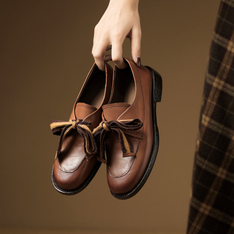 Women's Bow Leather Loafers