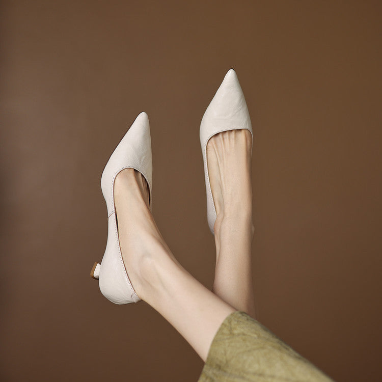 Women's Leather Low Pumps