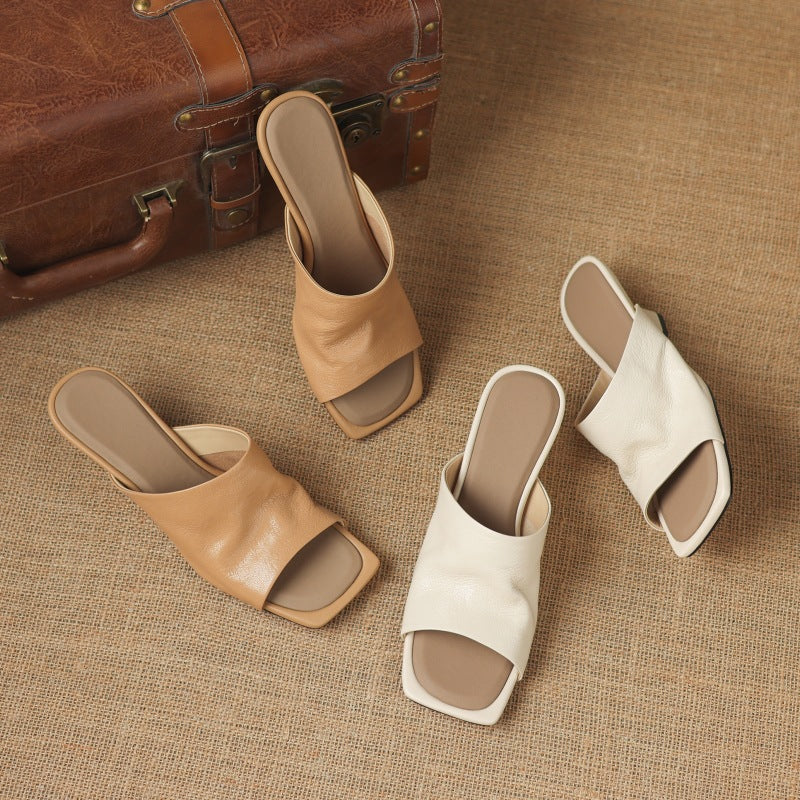 Women's Square-Toe Leather Mules