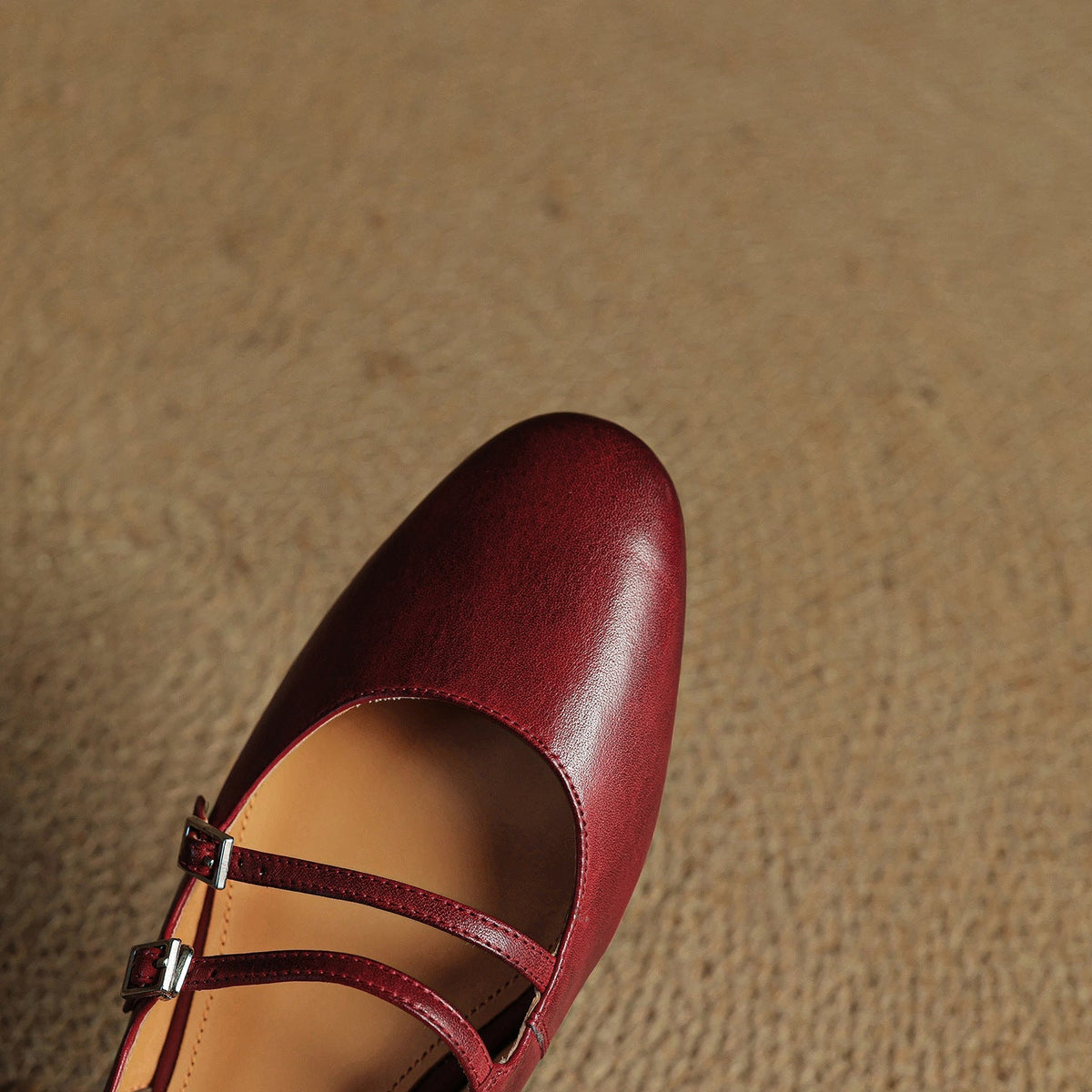 Women's Leather Slingback Mary Jane Flats