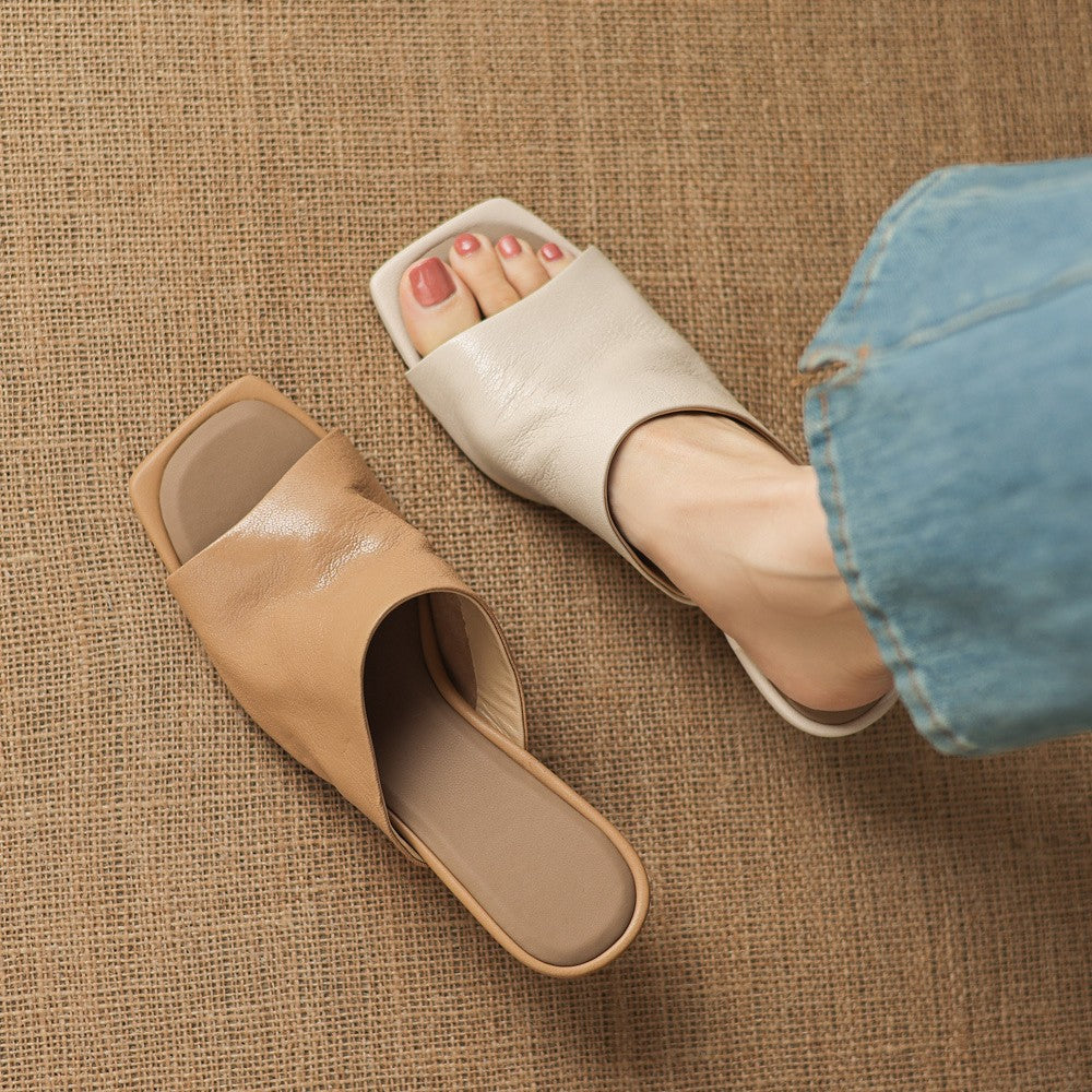 Women's Square-Toe Leather Mules