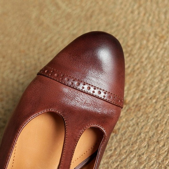 Women's T-Strap Leather Mary Janes