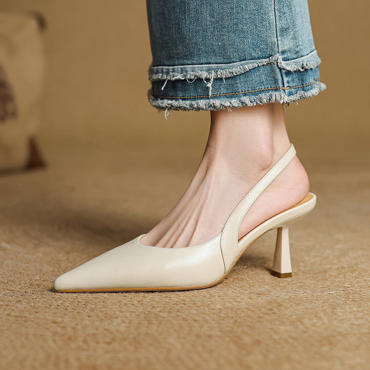 Women's Slingback Leather Heels