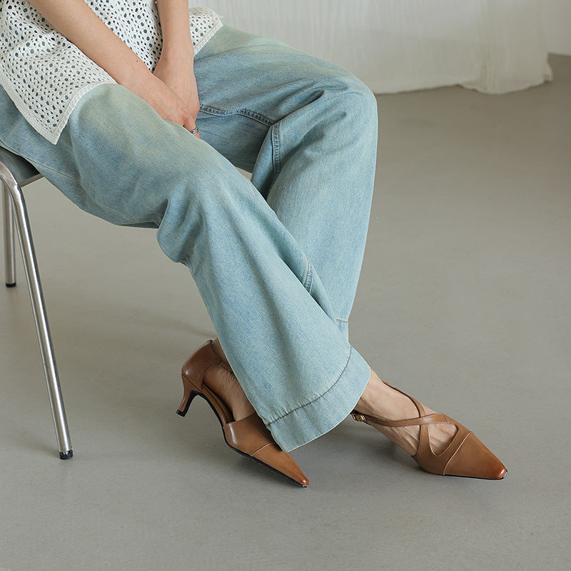 Women's Leather Mary-Jane Heels