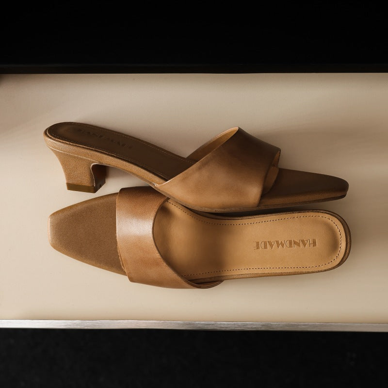 Women's Square-Toe Leather Mules