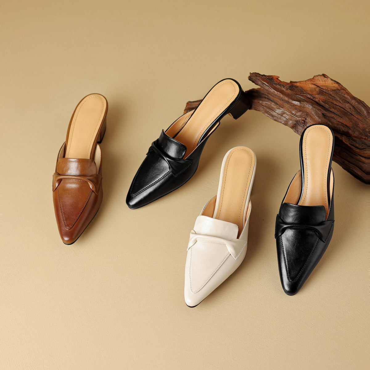 Women's Pointed Leather Mules
