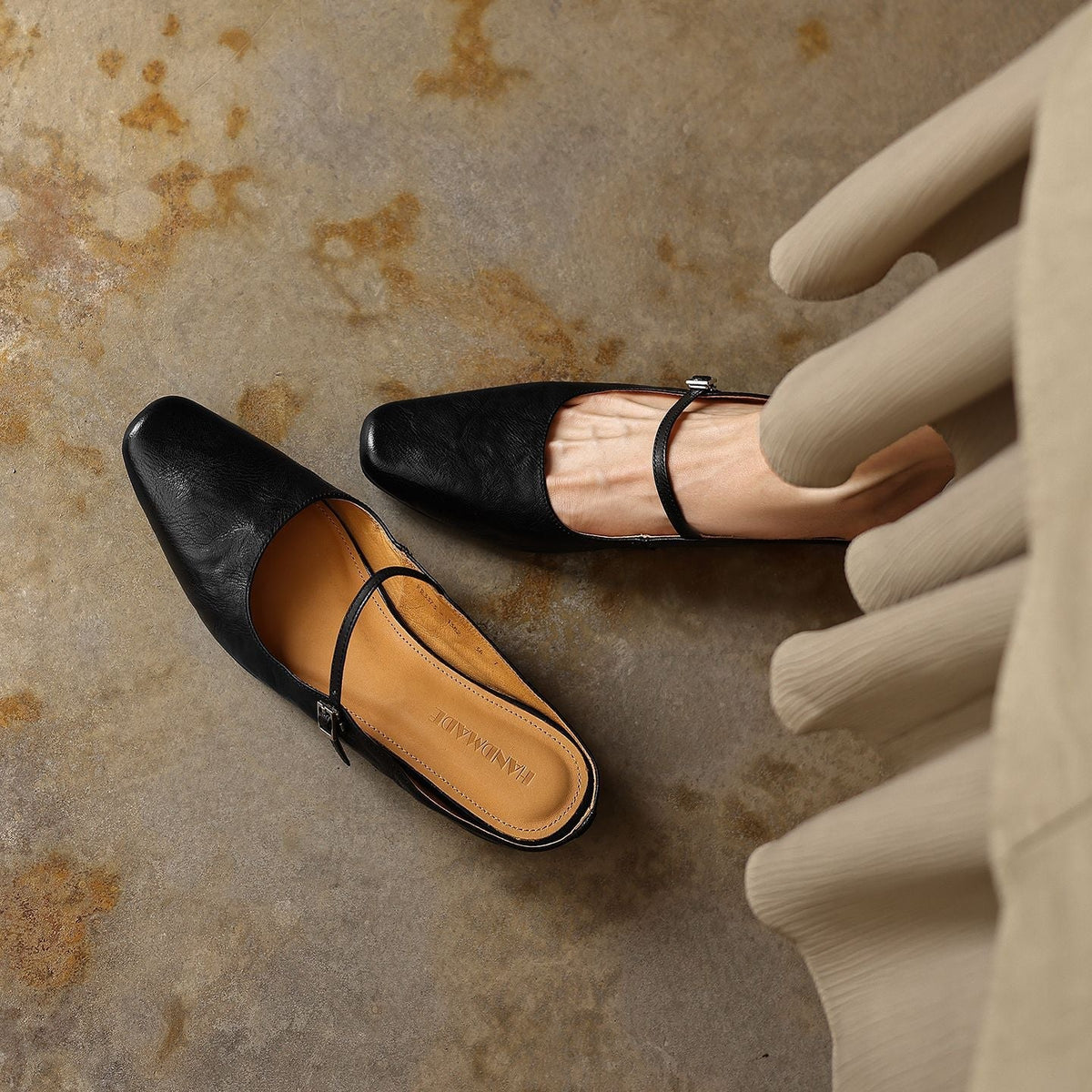 Women's Square-Toe Leather Mules